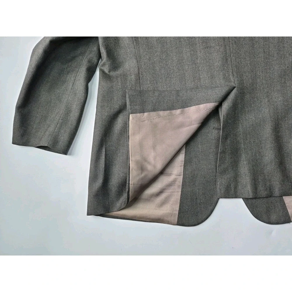 Bigsby & Kruthers Mens Vtg Wool Sports Coat 47R Dark Olive Green Pinstripe USA